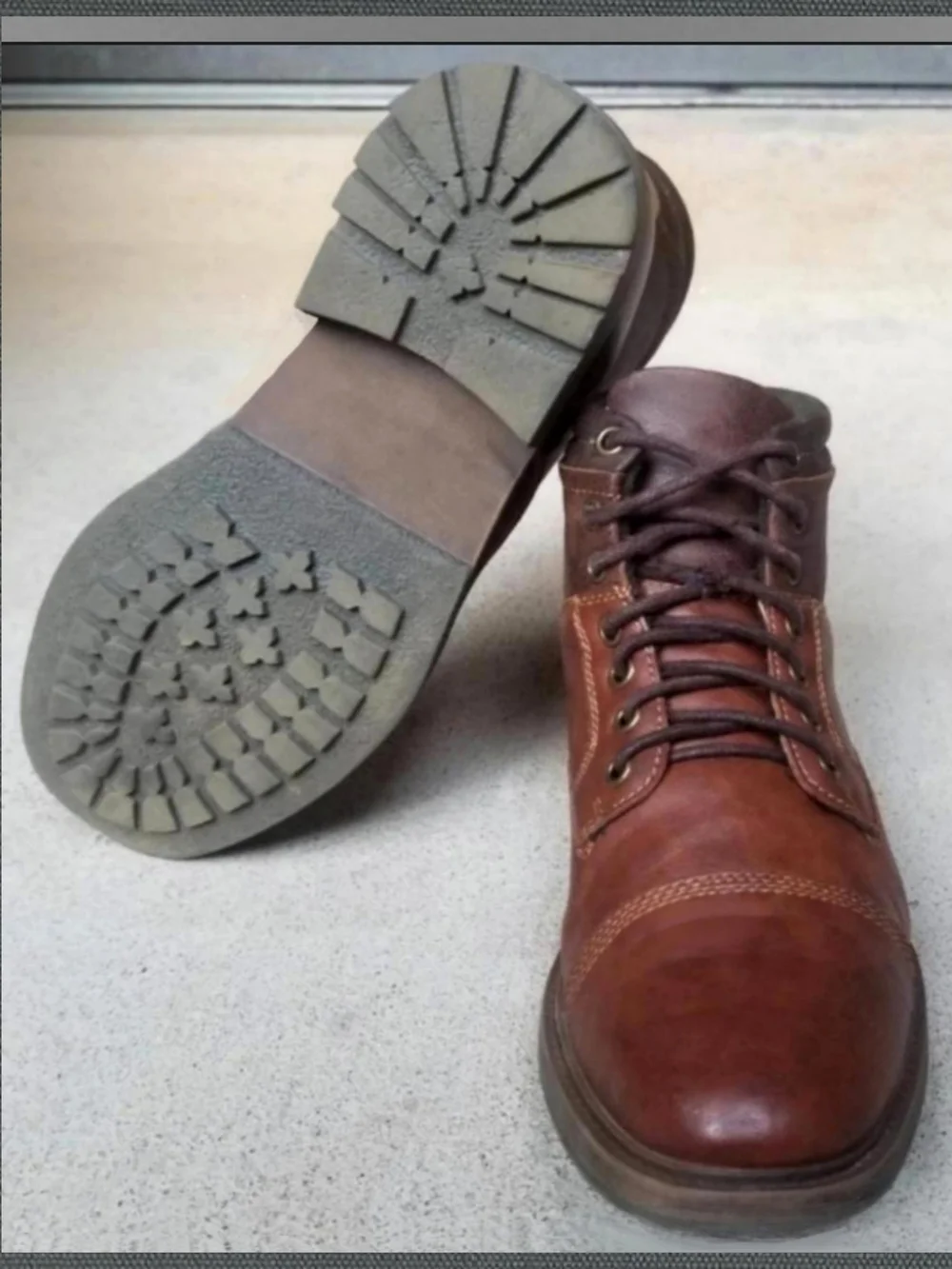 w/ Box Men's 8 Service Boots Chestnut Brown Cap Toe Chukka Wool Faux Leather